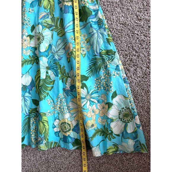 Talbots Linen Women's Sz 6 A-Line Midi Sundress Floral Blue - Picture 7 of 9